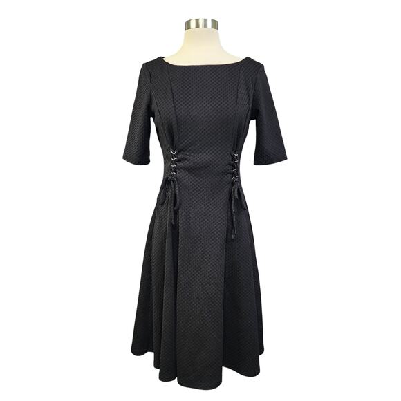 Julian Taylor Dresses & Skirts - Julian Taylor Womens Lace Up Bodice Fit & Flare Dress Size 6 Black Academia
